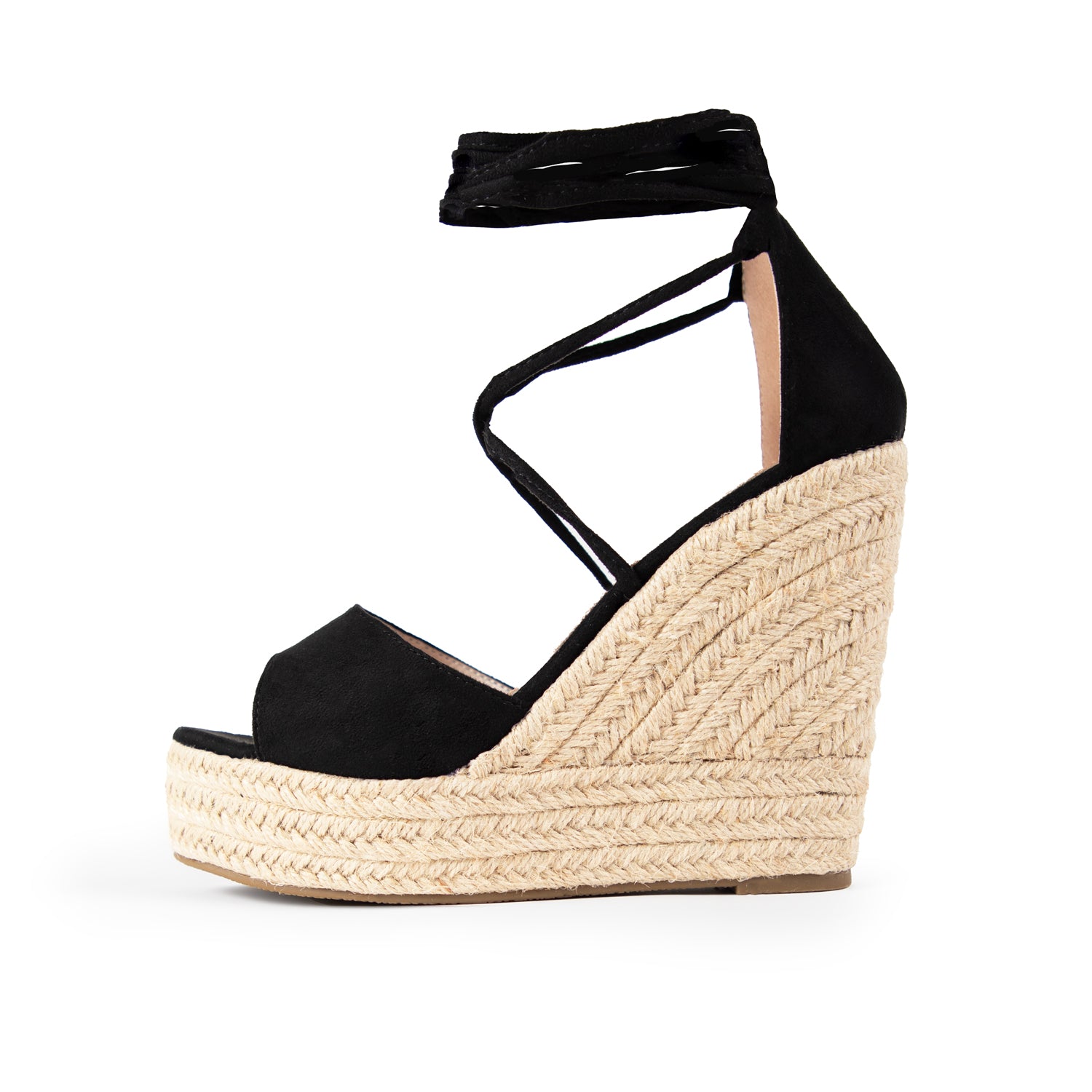 RAID Marea Lace Up Espadrilles in Black