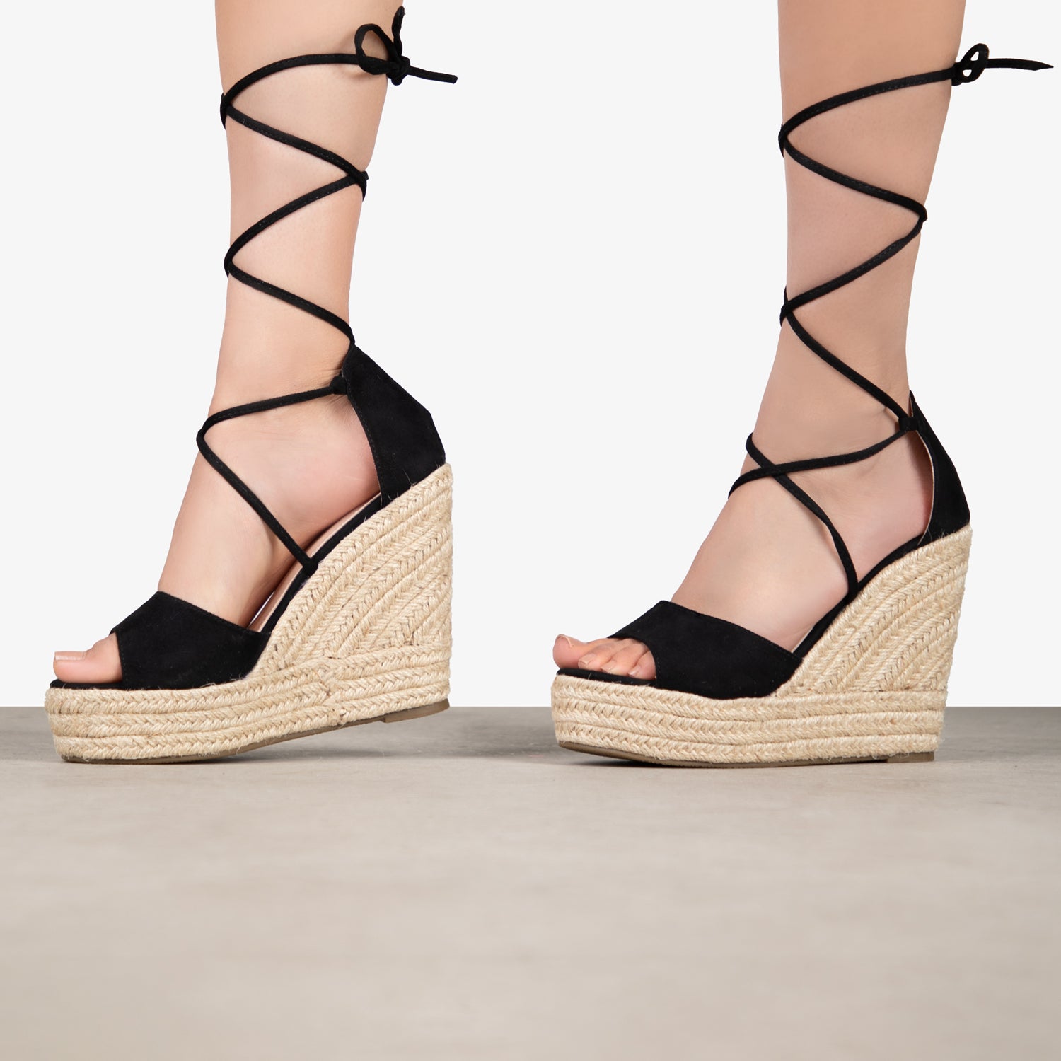 RAID Marea Lace Up Espadrilles in Black