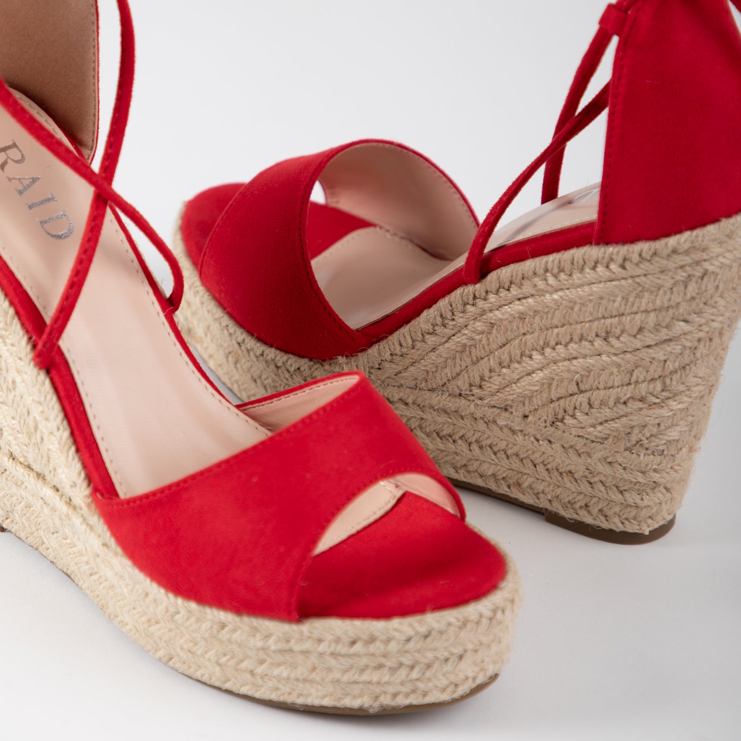 RAID Marea Lace Up Espadrilles in Red